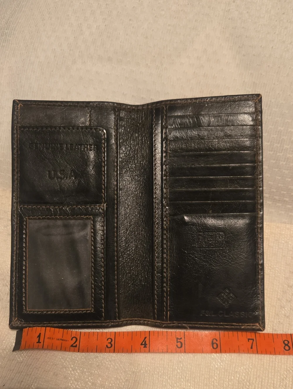 Brown Bi-Fold Leather Wallet or Checkbook Cover